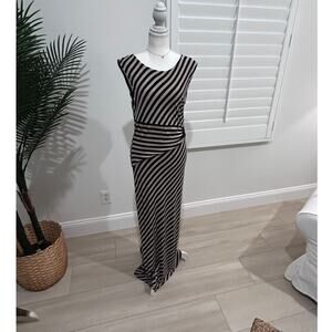 Knit maxi dress Beige by ECI striped sleeveless design Sz L